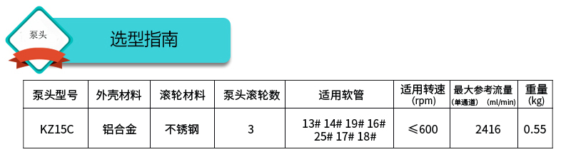 KZ15C泵頭參數(shù)